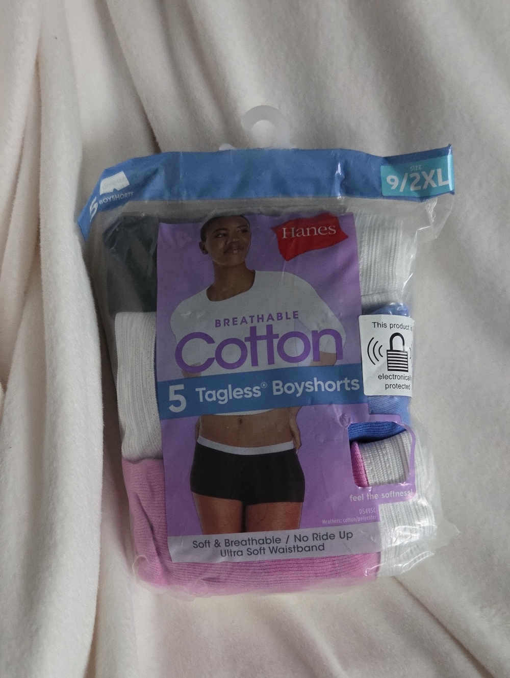 Hanes Breathable Cotton Tagless Boyshorts - White, Black, Pink